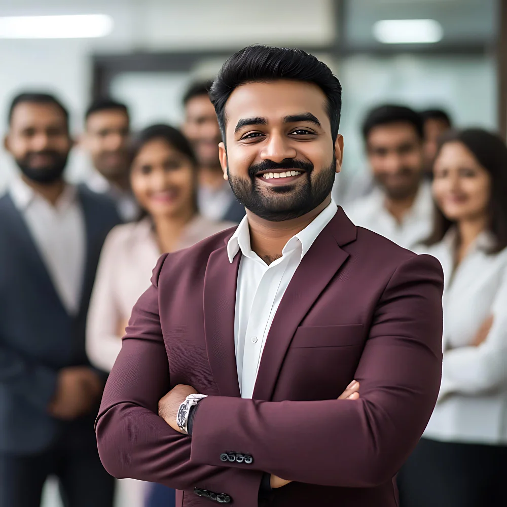 Smiling Indian business leader